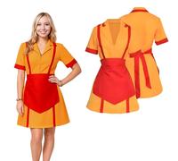 YushengTai Costume de 2 Broke Girls - Caroline et Max pour 2 fans de Broke Girls - Uniforme de diner avec tablier - Costume de carnaval pour femme - Pour carnaval, fête à thème (L)