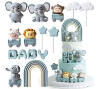 YushengTai Décoration de gâteau éléphant pour bébé garçon - Figurine de gâteau et décoration de gâteau pour fête prénatale et révélation de sexe - Jolie décoration de gâteau bleue pour anniversaire et