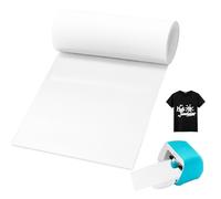 YushengTai Flex Thermocollant Joy Blanc pour Tissu, 14cm x 300m PU Rouleau Vinyle Thermocollant Aucun Tapis de Découpe Requis, Smart Iron On Joy pour Tissu (Blanc)