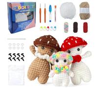 YushengTai Kit de crochet pour débutants champignon - Kit complet avec fil, crochet et instructions vidéo - Crochet animal étape par étape - Cadeaux pour adultes et enfants