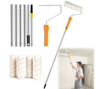 YushengTai Kit de Rouleau Peinture avec Manche Télescopique 30-180 cm, Rouleau a Enduire, Perche Telescopique Peinture, Rouleau Peinture xxl, 4 Rouleaux de Rechange, Outillage pour Rénovation Maison