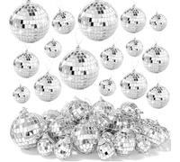 YushengTai Lot de 28 boules disco décoratives 4 tailles, mini boule disco adaptée pour la décoration de sapin de Noël, mariage, fête de famille, fête d'anniversaire, club DJ (3/4/5/6 cm)
