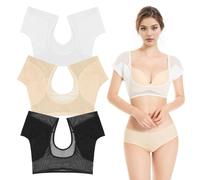 YushengTai Lot de 3 coussinets pour aisselles pour femme, gilet absorbant la transpiration, noir, blanc, beige, L