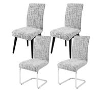 YushengTai Lot de 4 housses de chaise extensibles - Housses de chaise universelles en jacquard avec bande élastique - Amovibles et lavables pour chaises de salle à manger - Idéal pour hôtel, banquet