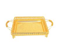 YushiTrading Plateau de service en métal doré de style européen, plateau décoratif de fête rectangulaire, design vintage rustique pour présentation de fruits, grand plateau de service avec