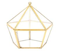 YushiTrading Pot géométrique en Verre pour Plantes succulentes, conteneur pour Fleurs artificielles avec Cadre en cuivre, Support décoratif Transparent doré pour Plantes, idéal pour la décorati