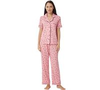 YUSHOW Ensembles de Pyjama Femme Imprimé Love Pijama Court Longues Shirt Pantalon Long Pyjamas Doux Confortable,Rose Love,L
