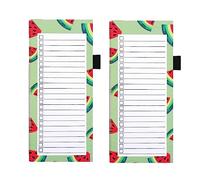 YUSHOW Lot de 2 blocs-notes magnétiques pour liste de courses pour réfrigérateur, 100 feuilles déchirables, style stylo, pour le shopping, les choses à faire, les plans de repas (pastèque)