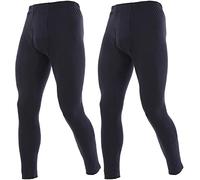 YUSHOW Lot de 2 Pantalons Thermiques Homme Bas Caleçon Long sous-Vêtements Chaud Hiver Couche de Base Ultra Doux Leggings sous-vêtement de Ski, Noir, Taille 4XL