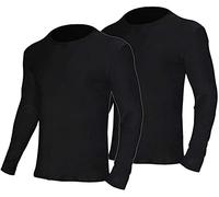 YUSHOW Lot de 2 sous-Vêtements Haut Thermique Homme Maillot de Corps à Col Rond Manches Longues Hiver sous Vetement Chaud Ultra Doux Base Layer, Noir, Taille M