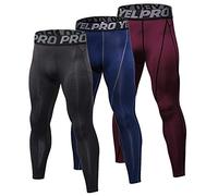 YUSHOW Lot de 3 Caleçon Long Homme Thermique sous-Vêtement Chaud Collant Homme Hiver Legging Doux et Léger-Noir + Vin Rouge + Bleu Marine-L…