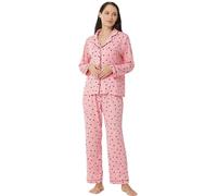 YUSHOW Pyjama Femme Long Imprimé Love Ensembles de Pijama Manches Longues Shirt Pantalon Pyjamas Doux Confortable,Rose Love,S