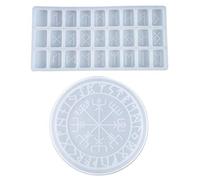 Yushu Lot de 2 moules en résine époxy avec symbole de runes pour jeu de table, viking, trésor, cercle de divination