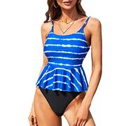 YUSHUREN Corsole Sharewear Bretelles Streams Tankini Jupe Courte Natation Costume Femme Slims Beachwear Tropical Holiday Sea Travel Maillouteux (Color : Blue, Size : S)