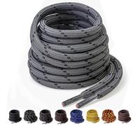 Yusimu Lacets Ronds Gris Noir pour Chaussures de Travail/Sport/Randonnée et Bottes - Renforcés 4,5 mm pour Hommes & Femmes 130cm - 2 Paires