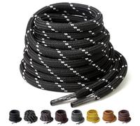 Yusimu Lacets Ronds Noir Blanc pour Chaussures de Travail/Sport/Randonnée et Bottes - Renforcés 4,5 mm pour Hommes & Femmes 110cm - 2 Paires