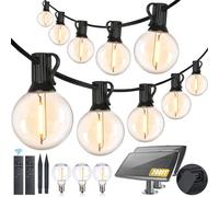 Yusist Guirlande lumineuse solaire d'extérieur étanche avec télécommande, guirlande lumineuse solaire G40 avec 60 + 3 ampoules LED incassables, à intensité variable pour terrasse, fête à l'extérieur