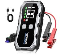 YUSMAN Booster Batterie Voiture 4000A, Demarreur Batterie Voiture (Jusqu’à 7L Essence & 5L Diesel),12V Jump Starter, Booster Batterie avec Clip d'affichage Intelligent, Lumière LED, Écran LCD