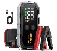 YUSMAN Booster Batterie Voiture 6000A, 12V Démarreur Voiture (Jusqu’à All Essence & 10L Diesel),Jump Starter avec Pinces de Sûreté Intelligentes,QC3.0, Lampe à LED, Grand Écran LCD