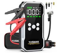 YUSMAN Booster Batterie Voiture - 6000A Démarreur de Voiture 12V(Jusqu'à 10L GAS/8L Diesel), Démarreur avec 150 PSI Compresseur d’Air, Jump Starter avec Pinces de Sûreté Intelligentes,LED