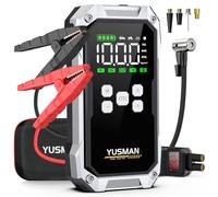 YUSMAN Booster Batterie Voiture - 7000A Démarreur de Voiture 12V(Jusqu'à All GAS/10.0L Diesel), Démarreur avec 150 PSI Compresseur d’Air, Jump Starter avec Pinces de Sûreté Intelligentes, Lampe à LED