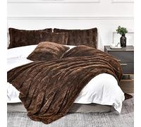 YUSOKI Couverture de Luxe en Fausse Fourrure pour lit Simple XL, 2 Couches, 2,4 kg, pour Tous Les âges, décoration de la Maison sans oreillers (Marron, 160 x 228,6 cm)