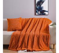 YUSOKI Couverture de Luxe en Fausse Fourrure (sans oreillers) 2 Couches, 1,4 kg, pour Tous Les âges, décoration d'intérieur, Orange brûlé, 127 x 160 cm