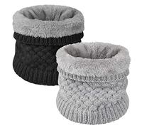 Yuson Girl Hiver Col Écharpe Chauffant Tour De Cou Tricoté Avec Doublé Polaire Chaud Cache-Col Épais Foulard Tube Écharpe Ronde Pour Femme Homme
