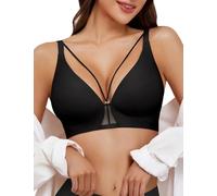 Yuson Girl Soutien-Gorge Quotidien sans Armatures Décolleté V Sensuel sans Coutures Invisible Soutien-Gorge Femme Confortable et Respirant Classiques Brassiere(Noir, L)