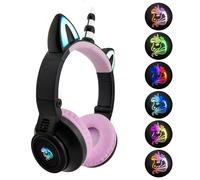 YUSONIC Casque licorne Bluetooth pliable pour filles, tout-petits, tablette/Amazon Fire, casque lumineux sans fil pour enfants, cadeau d'anniversaire (noir)