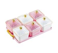 YUSSEQDD Assiette de service de collations Pour aux fruits secs, plat service d'apéritif pour collations fête à la maison, 4 assiettes, Rose et blanc, 6 assiettes