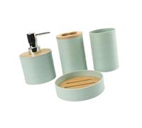 YUSSEQDD Ensemble de 4 accessoires de salle bain, cadeau pendaison crémaillère, décoration salle bain, gobelet bouche blanc, vert