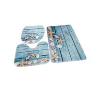 YUSSEQDD Ensemble de tapis de salle bain avec tapis toilette en forme U, doux et absorbant, 3 pièces, antidérapant, pour douche et bain. 1 housse siège toilette incluse. sol salle, Étoile mer