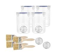 YUSSEQDD Gobelets mélangeurs avec billes métalliques et pinceaux - Idéal pour les réparations artistiques à domicile et l'entretien automobile - Gobelets de rangement pour peinture avec couvercles -