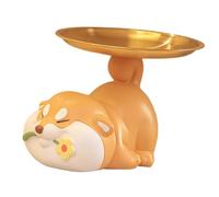 YUSSEQDD Joli plateau de rangement de bureau en forme d'animal, décoration moderne pour la maison, la chambre à coucher, le bureau, joli dessin animé, figurine décorative en forme Shiba Inu,