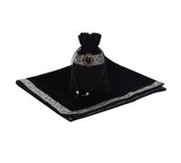 YUSSEQDD Nappe de Tarot d'autel Vintage en Velours Dense et Doux, Motif de Bordure Classique, Pochette pour Cartes Tarot d'autel, Couleur Vintage intemporelle.