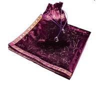 YUSSEQDD Tapis d'autel de tarot en velours 60x60cm avec runes pendulaires, idéal pour la divination à domicile, les psychologues et les thérapeutes. Ce tapis de table carré sert également support pour