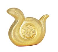 YUSSEQDD Tirelire cochon serpent attrayante, figurine décorative en céramique pour le bureau, et comme cadeau d'anniversaire. Jouet de bureau pour la maison, Doré, 12 x 5 x 11 cm