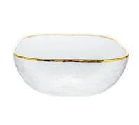 YUSUZH Bol à salade de fruits carré en verre créatif, bordure dorée for la maison, Dessert occidental, bol bonbons pour Préparation et Service(13.4 * 5.8cm)