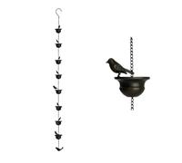 YUSUZH Chaîne de Pluie 2 pièces for Jardin, Conception Pot Fleur et d'oiseau, Remplacement Bec verseur décoratif for Cour Patio, Eau extérieure pour Gouttières