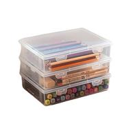 YUSUZH Large Capacity Pencil Case Transparent Plastic Notebook Sketch Marker Colored Lead Painting Storage Box, Back to School Supplies pour Scolaires(3pcs Small)