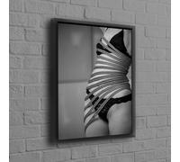 YUSUZHU Affiche de femme sexy, impression sur toile noire, art mural de corps de femme sexy, images sur toile pour la maison, décoration murale bohème, peinture 50 x 70 cm avec cadre