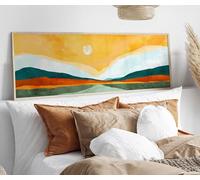 YUSUZHU Affiche de paysage abstrait lumineux - Impression sur toile aquarelle soleil moderne, tableau pour lit, affiche décorative (65 x 195 cm/sans cadre)
