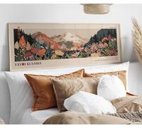 YUSUZHU Affiche de Yayoi Kusama représentant les montagnes des Fidji : paysage zen japonais de style Japandi, grande toile murale (60 x 180 cm avec cadre intérieur)