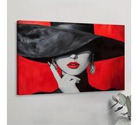 YUSUZHU Affiche sur toile, art mural chic, rouge et noir, glamour, pour chambre, salon, couloir, décoration (50 x 70 cm, sans cadre)