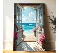 YUSUZHU Affiches et impressions 1 pièce Paysage océanique, Ouvrez la porte, peinture murale de style paysage impressionniste - Impressions sur toile, affiche 30 x 45 cm avec cadre