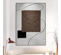 YUSUZHU Art mural abstrait Wabi-Sabi - Peinture sur toile texturée surdimensionnée en gris neutre et blanc, œuvre d'art bohème minimaliste 30 x 45 cm, sans cadre