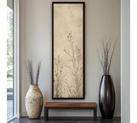YUSUZHU Art nature, impression botanique aux couleurs neutres, style botanique vintage, toile murale longue et étroite pour intérieur contemporain (20 x 60 cm/cadre intérieur)