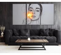 YUSUZHU Croquis simple d'une femme fumant une cigarette, impressions sur toile, affiches de femme fumeuse, art minimaliste, images murales, toile 30 x 50 cm, avec cadre