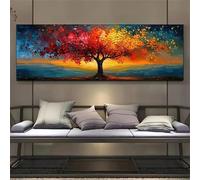 YUSUZHU « Élégance géométrique » Arbre de vie, toile décorative abstraite géométrique, affiches de décoration intérieure contemporaines, 30 x 90 cm, avec cadre